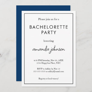 Minimal Modern Bachelorette Party Invitation