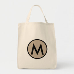 Minimal Modern Beige Black Monogram Tote Bag