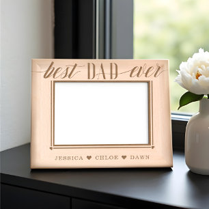 Minimal Modern Best Dad Ever Script Father's Day Engraved Frames
