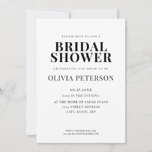Minimal Modern Black and White Bridal Shower Invitation