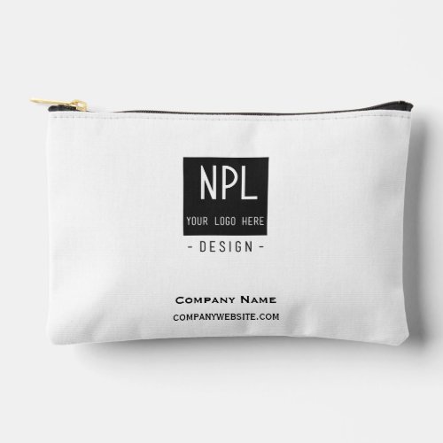 Minimal Modern Black and White Company or Name Accessory Pouch