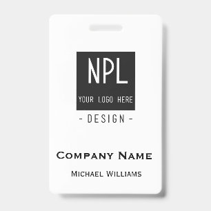 Minimal, Modern Black and White Company or Name Badge