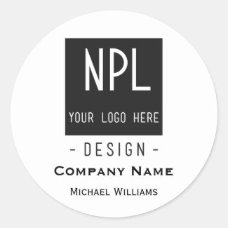 Minimal, Modern Black and White Company or Name Classic Round Sticker