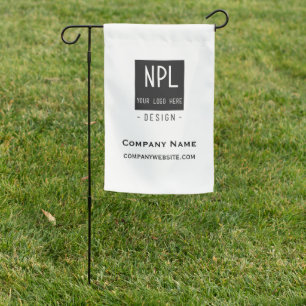 Minimal, Modern Black and White Company or Name Garden Flag