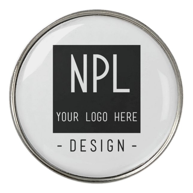 Minimal, Modern Black and White Company or Name Golf Ball Marker (Front)
