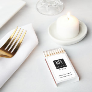 Minimal, Modern Black and White Company or Name  Matchboxes