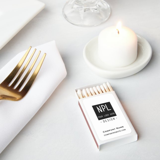 Minimal, Modern Black and White Company or Name  Matchboxes (Insitu)