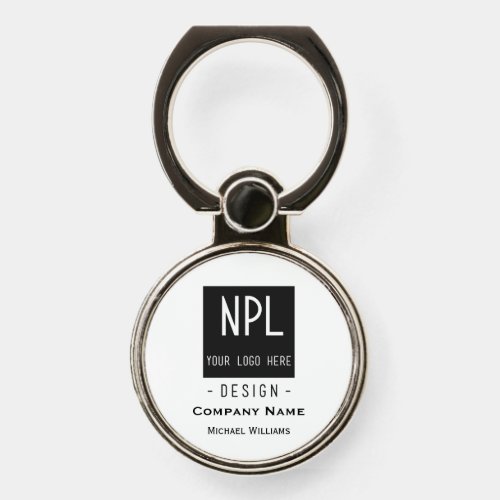 Minimal Modern Black and White Company or Name  Phone Ring Stand