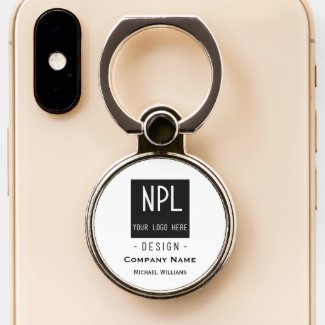 Minimal, Modern Black and White Company or Name  Phone Ring Stand
