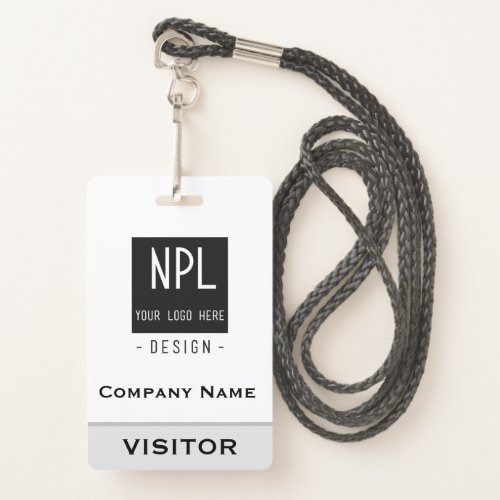 Minimal Modern Black and White Company Visitor Badge