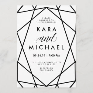 Minimal Modern Black and White Geometric Wedding Invitation