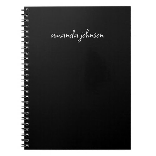 Minimal Modern Black and White Monogram Full Name Notebook