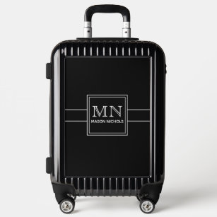 Minimal, Modern Black and White Monogrammed Luggage