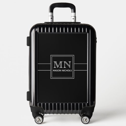 Minimal Modern Black and White Monogrammed Luggage