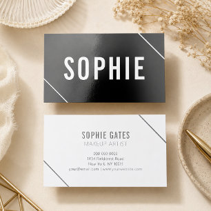 Minimal Modern Black and White Simple Elegant Raised Spot UV Business Card