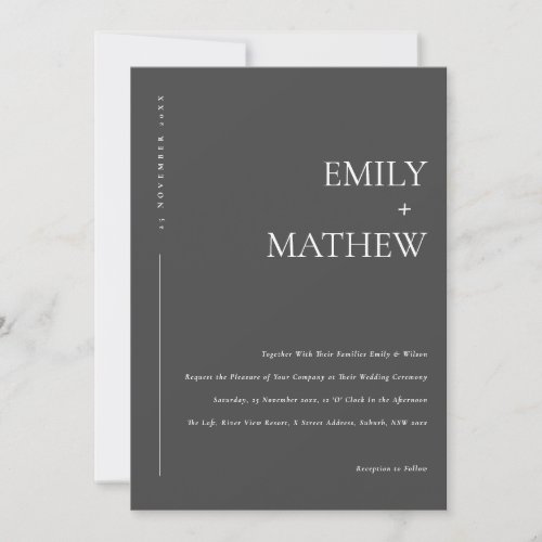 MINIMAL MODERN BLACK AND WHITE TYPOGRAPHY WEDDING INVITATION