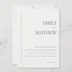 MINIMAL MODERN BLACK AND WHITE TYPOGRAPHY WEDDING INVITATION | Zazzle