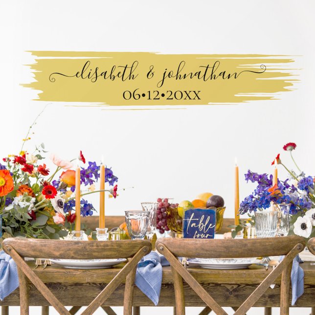  Minimal Modern Black & Gold Classy Custom Wedding Wall Decal (Creator Uploaded)