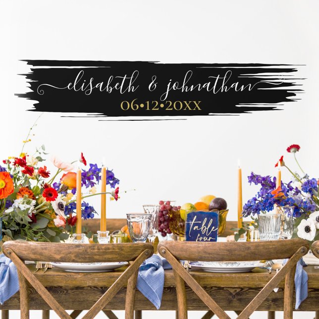  Minimal Modern Black & Gold Classy Custom Wedding Wall Decal (Creator Uploaded)