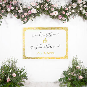 Minimal Modern Black & Gold Classy Custom Wedding Wall Decal