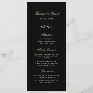Minimal Modern Black Gold Muslim Wedding Table Menu