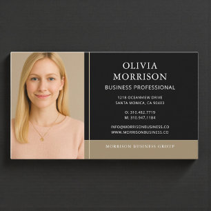 Minimal Modern Black Gold Photo Business Card
