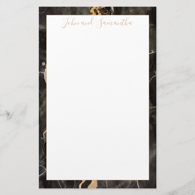 Minimal Modern Black Marble Wedding Stationery (Front)
