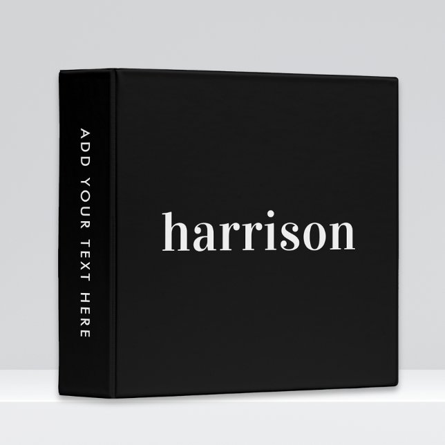 Minimal Modern Black Monogram 3 Ring Binder (Creator Uploaded)