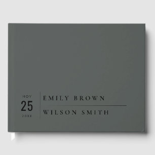 MINIMAL MODERN BLACK ON BLACK TYPOGRAPHY WEDDING GUEST BOOK