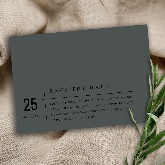 MINIMAL MODERN BLACK ON BLACK TYPOGRAPHY WEDDING SAVE THE DATE (Creator Uploaded)