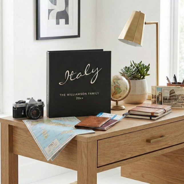 Minimal Modern Black Personalized Travel Memories 3 Ring Binder (Creator Uploaded)