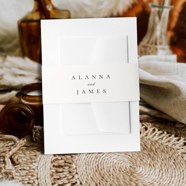 Minimal Modern Black Serif Wedding Invitation Belly Band (Creator Uploaded)