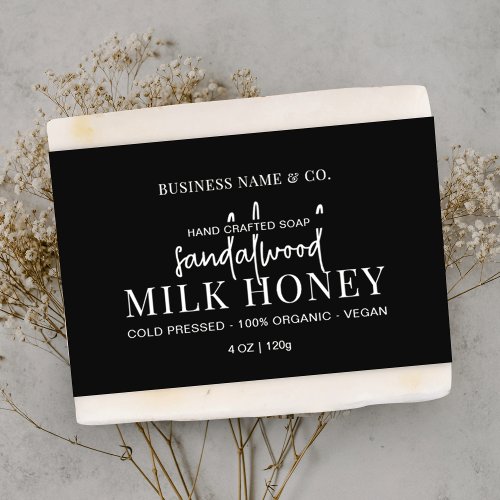 Minimal Modern Black Soap Belly Band Wrap Label