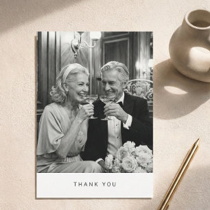 Minimal Modern Black Typography Photo Anniversary Thank You Card