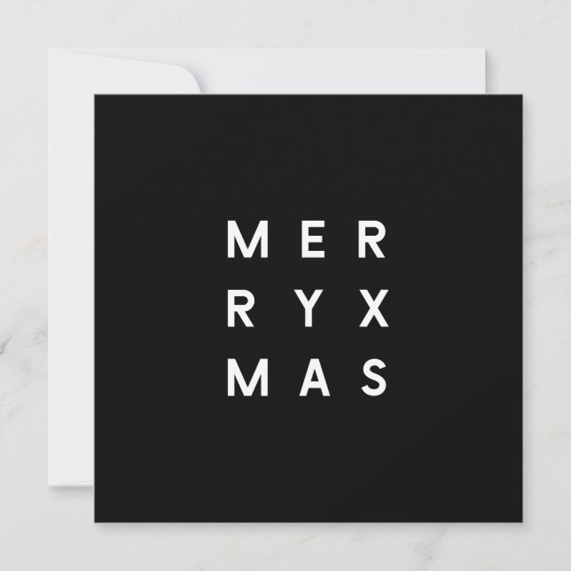 Minimal Modern Black Typography Photo Merry Xmas Holiday Card (Front)