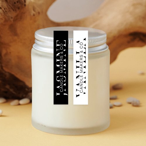 Minimal Modern Black  White Candle Jar Seal Label
