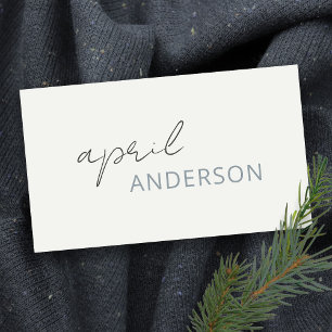 Minimal Modern Black White Dusky Grey Script Business Card