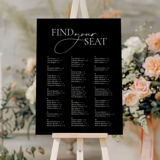Minimal Modern Black White Find Your Seat Wedding Foam Board (Minimal Modern Black White Find Your Seat Wedding Foam Board)