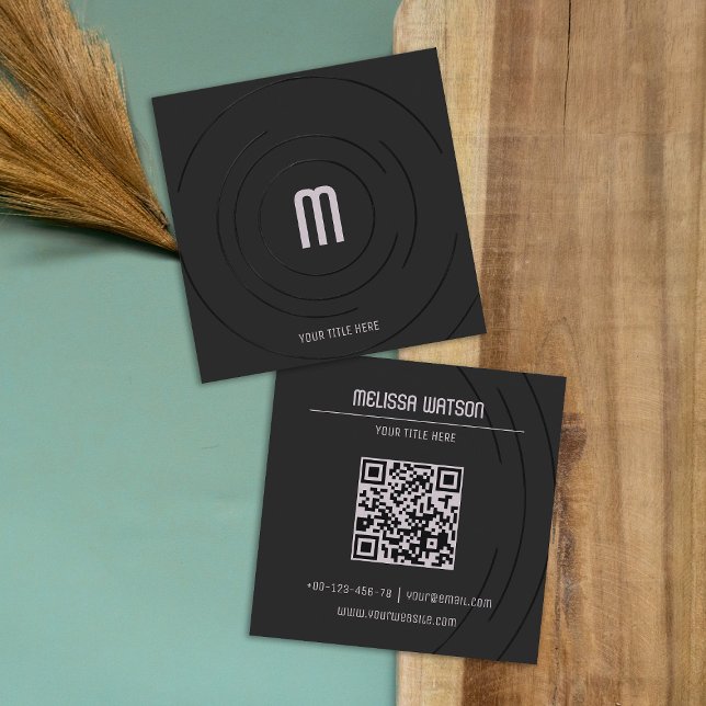 Minimal modern black & white fresh  square business card (Creator Uploaded)