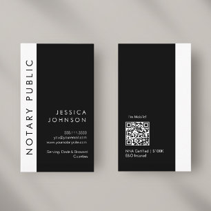 Minimal Modern Black & White Mobile Notary Public Business Card