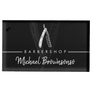 Minimal Modern Black white Razor Barber Place Card Holder