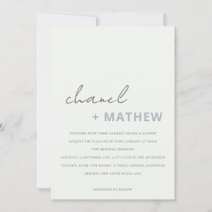 Minimal Modern Black & White Script Vow Renewal Invitation