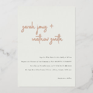 Minimal Modern Black White Simple Script Wedding Foil Invitation