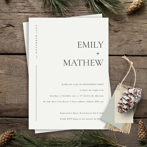 MINIMAL MODERN BLACK  WHITE TYPOGRAPHY ENGAGEMENT INVITATION