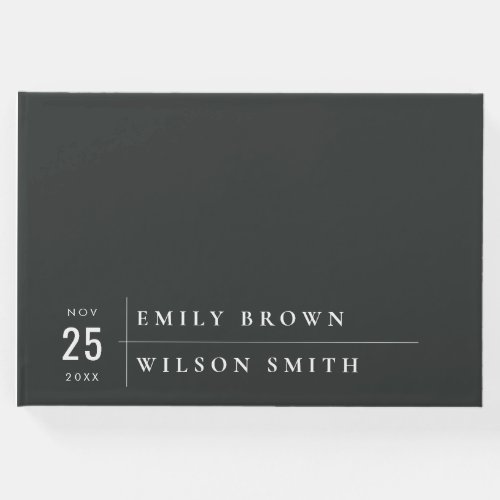 MINIMAL MODERN BLACK  WHITE TYPOGRAPHY WEDDING GUEST BOOK