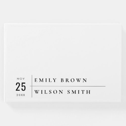 MINIMAL MODERN BLACK  WHITE TYPOGRAPHY WEDDING GUEST BOOK