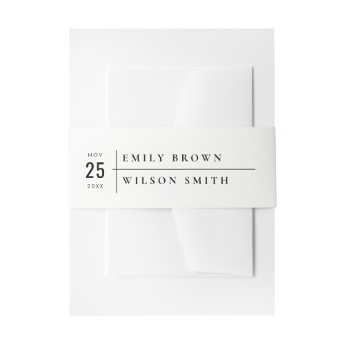 MINIMAL MODERN BLACK  WHITE TYPOGRAPHY WEDDING INVITATION BELLY BAND