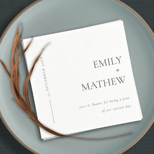 MINIMAL MODERN BLACK & WHITE TYPOGRAPHY WEDDING NAPKINS
