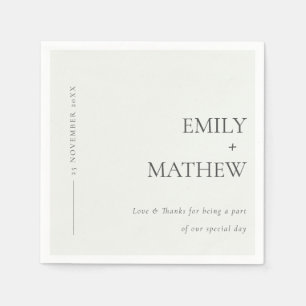 MINIMAL MODERN BLACK & WHITE TYPOGRAPHY WEDDING NAPKINS