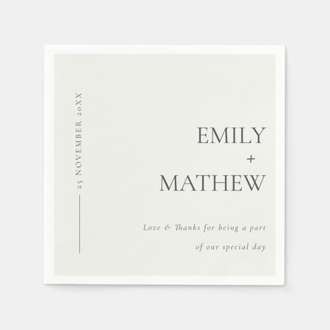 MINIMAL MODERN BLACK & WHITE TYPOGRAPHY WEDDING NAPKINS (Front)